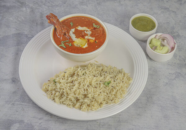 Butter Chicken [4 pcs] with Jeera Rice and Salad with Chutney