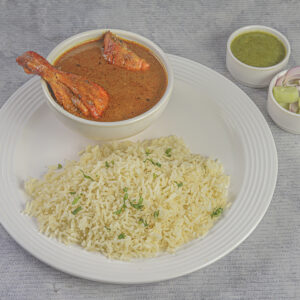Chicken Curry [4 pcs] and Rice with Salad and Chutney
