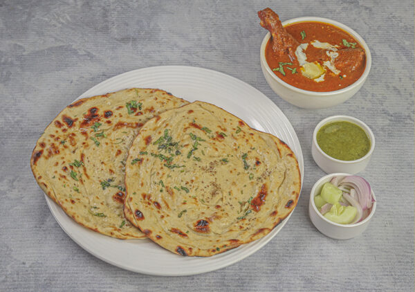 Butter Chicken [4 pcs] with Laccha Paratha [2 ] with Salad and Chutney